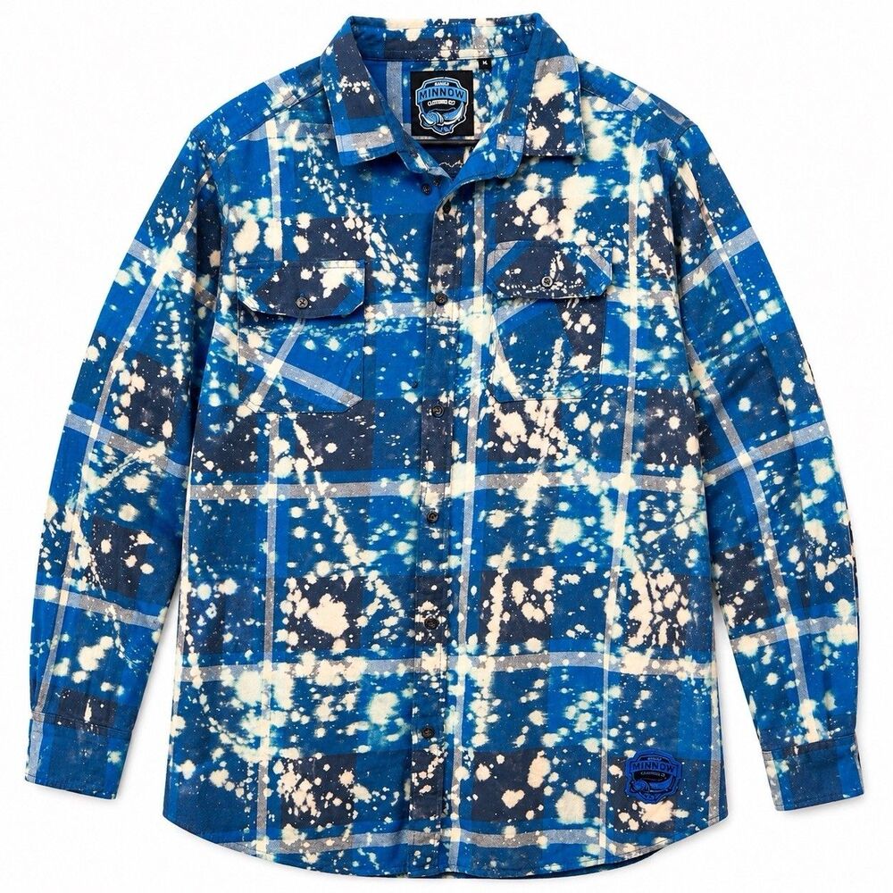 Angry Minnow Flannel Shirt Blue Plaid “In My Defense The Moon Was Full” Men XL